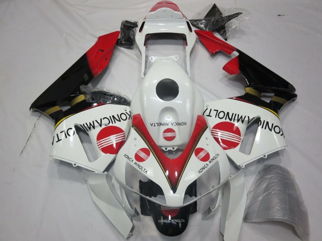 White Red Glossy Black Konica Minolta 2003-2004 Honda CBR600RR Motorcycle Fairings