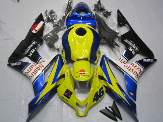 Yellow Blue White Glossy Black Nastro Azzurro 2007-2008 Honda CBR600RR Motorcycle Fairings