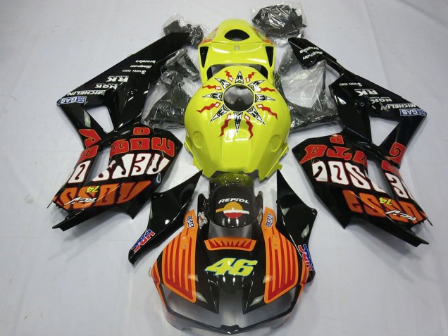 Yellow Orange Glossy Black Rossi 46 2013-2023 Honda CBR600RR Motorcycle Fairings