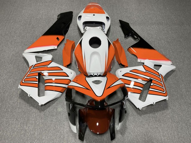 White Orange Wings 2005-2006 Honda CBR600RR Motorcycle Fairings