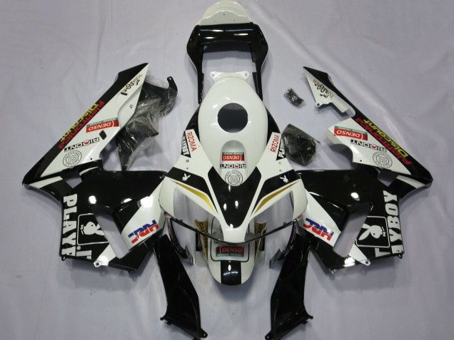 White Yellow Glossy Black HRC Playboy 2003-2004 Honda CBR600RR Motorcycle Fairings