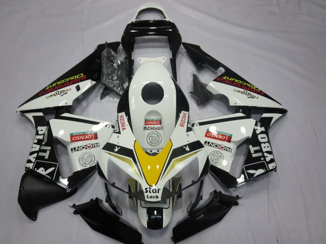 White Yellow Glossy Black Playboy Style 2003-2004 Honda CBR600RR Motorcycle Fairings