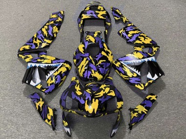 Purple Yellow Camouflage Shark 2003-2004 Honda CBR600RR Motorcycle Fairings