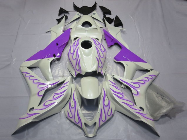 White Purple Flame 2007-2008 Honda CBR600RR Motorcycle Fairings