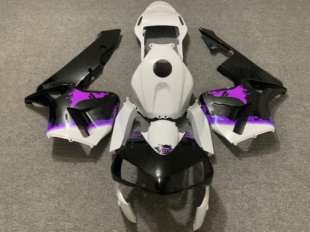 White Purple Glossy Black Splatter 2003-2004 Honda CBR600RR Motorcycle Fairings