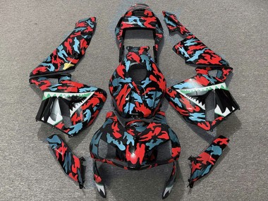 Red Blue Camouflage Shark 2003-2004 Honda CBR600RR Motorcycle Fairings