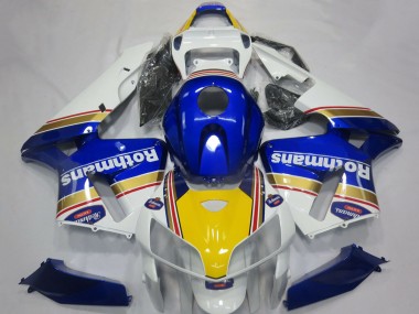 White Blue Yellow Rothmans 2005-2006 Honda CBR600RR Motorcycle Fairings