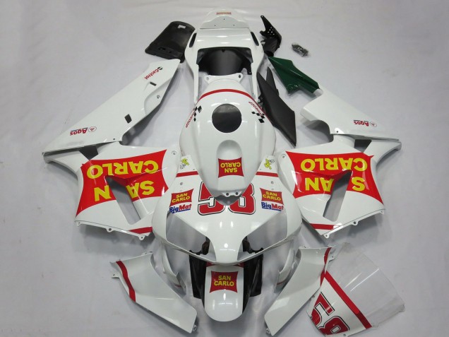 White Red Yellow San Carlo 58 2003-2004 Honda CBR600RR Motorcycle Fairings