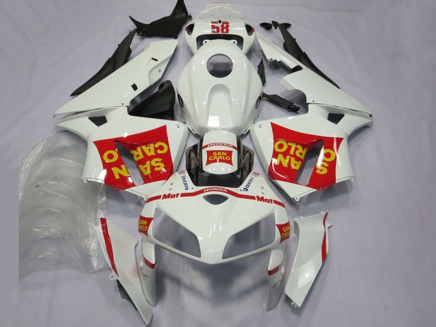 White Red Yellow San Carlo 58 2005-2006 Honda CBR600RR Motorcycle Fairings
