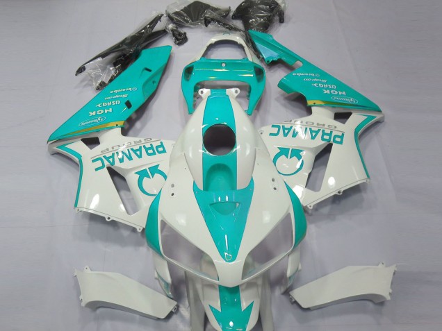 White Teal Pramac 2005-2006 Honda CBR600RR Motorcycle Fairings
