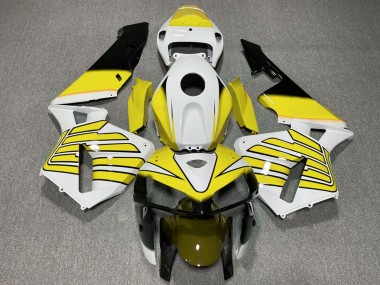 Yellow and White Wings 2005-2006 Honda CBR600RR Motorcycle Fairings