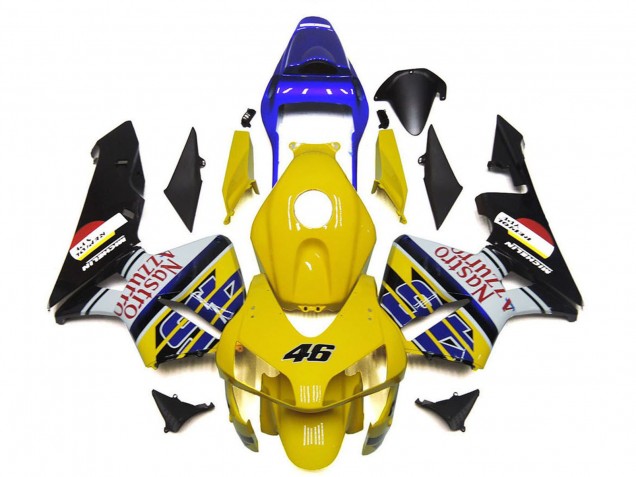 Yellow Blue White Glossy Black Nastro Azzurro 46 2003-2004 Honda CBR600RR Motorcycle Fairings