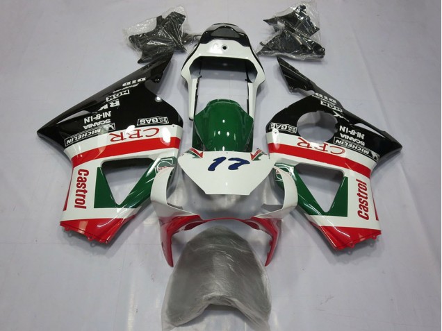 White Red Green Glossy Black CRR Castrol 2002-2003 Honda CBR954RR Motorcycle Fairings