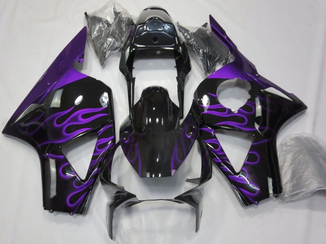 Glossy Black Purple Flame 2002-2003 Honda CBR954RR Motorcycle Fairings