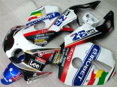 White Blue Red Yellow Green Carrera EuroBet Lee 1990-1998 Honda CBR250RR Motorcycle Fairings