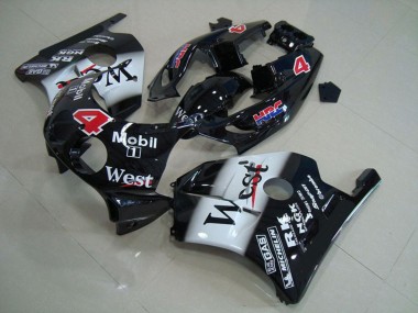 Glossy Black White West Mobil 1990-1998 Honda CBR250RR Motorcycle Fairings