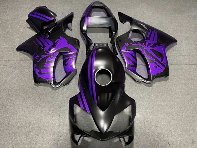 Purple Matte Black Skull 2001-2003 Honda CBR600 F4i Motorcycle Fairings