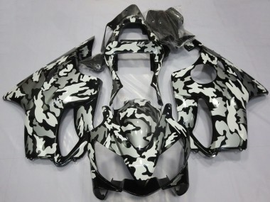 White Grey Black Camouflage 2001-2003 Honda CBR600 F4i Motorcycle Fairings