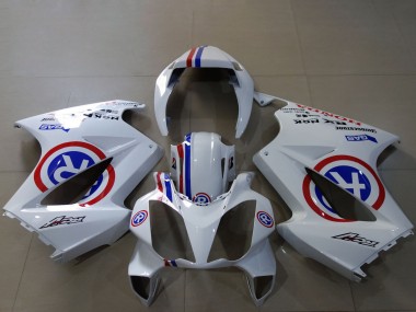 White Blue Red Custom R 2002-2013 Honda VFR 800 Motorcycle Fairings