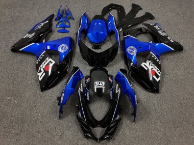 Black and Blue with Custom Logo 2009-2016 Suzuki GSXR 1000 Motorcycle Fairings