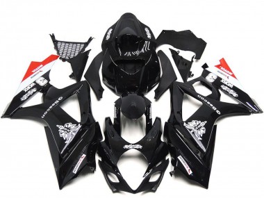 Glossy Black White Red 2007-2008 Suzuki GSXR 1000 Motorcycle Fairings