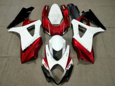 White Red Black 2007-2008 Suzuki GSXR 1000 Motorcycle Fairing