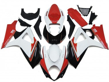 White Red Black 2007-2008 Suzuki GSXR 1000 Motorcycle Fairings