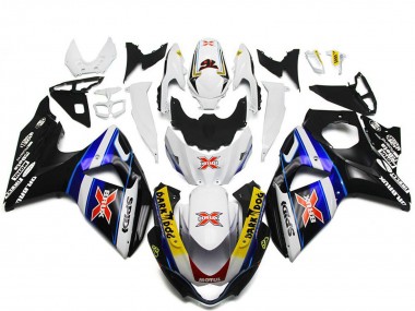 White Blue Black SPIDI Dark Dog 2009-2016 Suzuki GSXR 1000 Motorcycle Fairings