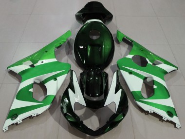 Green White Black 2000-2002 Suzuki GSXR 1000 Motorcycle Fairings