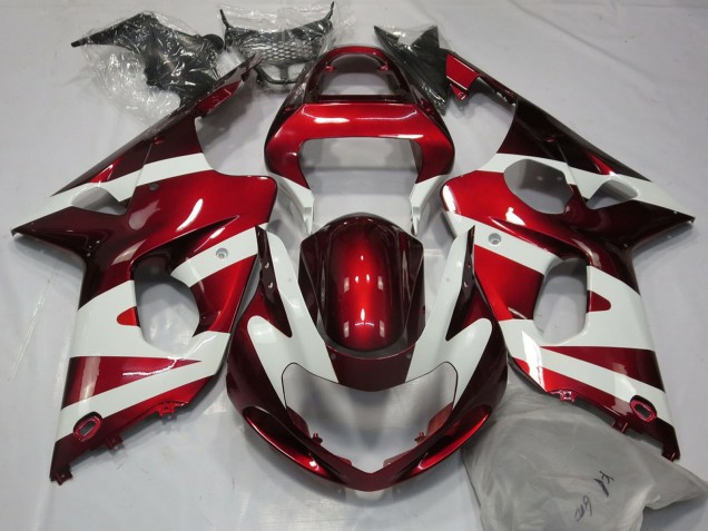 White Red 2000-2002 Suzuki GSXR 1000 Motorcycle Fairings