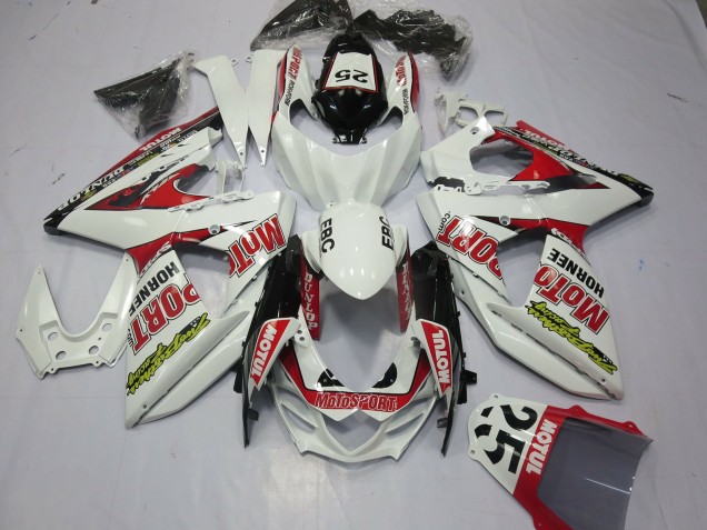 White Red Dunlop 52 2009-2016 Suzuki GSXR 1000 Motorcycle Fairings