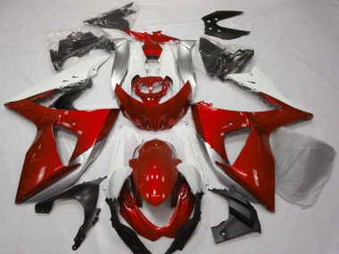 White Silver Red 2009-2016 Suzuki GSXR 1000 Motorcycle Fairings