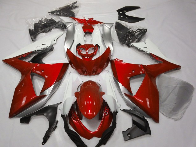 White Silver Red 2009-2016 Suzuki GSXR 1000 Motorcycle Fairings