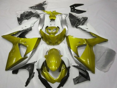 White Yellow 2009-2016 Suzuki GSXR 1000 Motorcycle Fairings