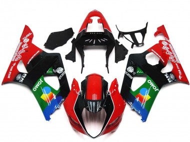Red Black Green JOMO 2003-2004 Suzuki GSXR 1000 Motorcycle Fairings