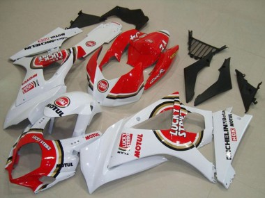 White Red Lucky Strike 2007-2008 Suzuki GSXR 1000 Motorcycle Fairings