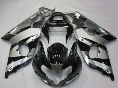 Silver Glossy Black 2000-2002 Suzuki GSXR 1000 Motorcycle Fairings