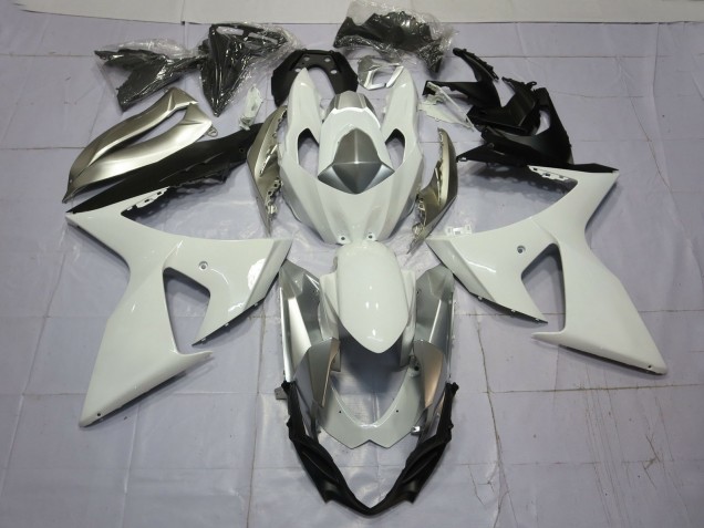White Silver 2009-2016 Suzuki GSXR 1000 Motorcycle Fairings
