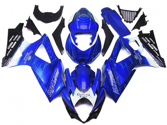 Blue White Black Corona 2007-2008 Suzuki GSXR 1000 Motorcycle Fairings