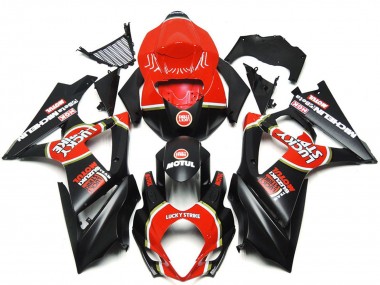 Red Black Lucky Strike 2007-2008 Suzuki GSXR 1000 Motorcycle Fairings