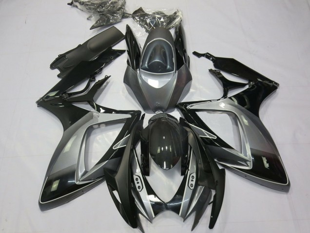 Grey Glossy Black Stripe 2006-2007 Suzuki GSXR 600 / GSXR 750 Motorcycle Fairings