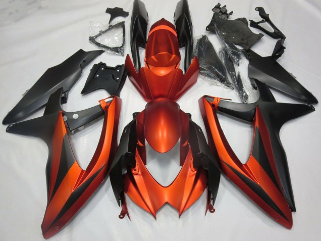 Burnt Orange Matte Black 2008-2010 Suzuki GSXR 600 / GSXR 750 Motorcycle Fairings