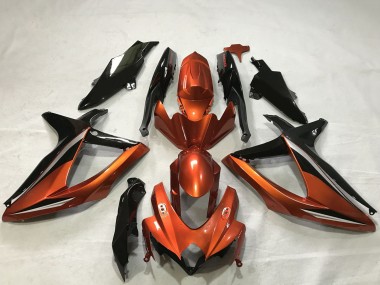 Burnt Orange Glossy Black 2008-2010 Suzuki GSXR 600 / GSXR 750 Motorcycle Fairings