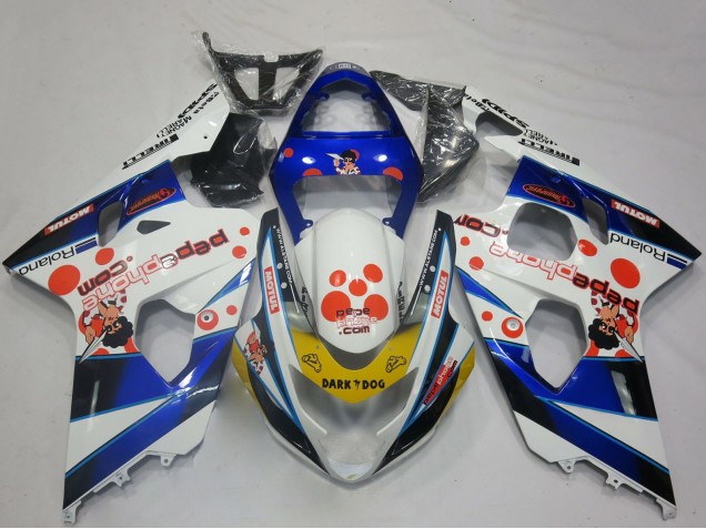 White Blue Red Yellow Black Dark Dog 2004-2005 Suzuki GSXR 600 / GSXR 750 Motorcycle Fairings