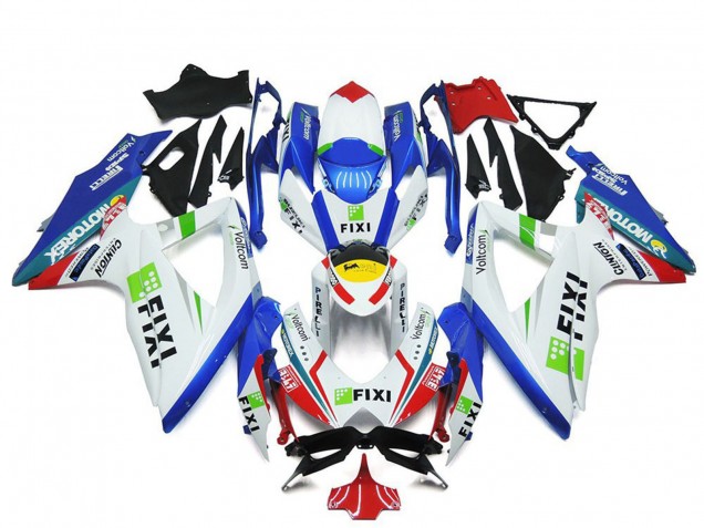 White Blue Green Yellow Red Fixi 2008-2010 Suzuki GSXR 600 / GSXR 750 Motorcycle Fairings