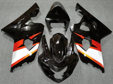 Glossy Black Orange White 2004-2005 Suzuki GSXR 600 / GSXR 750 Motorcycle Fairings