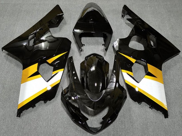 Glossy Black Yellow White 2004-2005 Suzuki GSXR 600 / GSXR 750 Motorcycle Fairings
