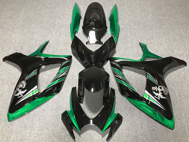 Green Glossy Black 2006-2007 Suzuki GSXR 600 / GSXR 750 Motorcycle Fairings