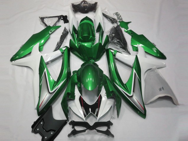 White Green Silver Glossy Black 2008-2010 Suzuki GSXR 600 / GSXR 750 Motorcycle Fairings