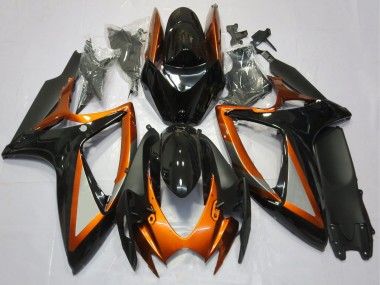 Orange Glossy Black Matte Black 2006-2007 Suzuki GSXR 600 / GSXR 750 Motorcycle Fairings